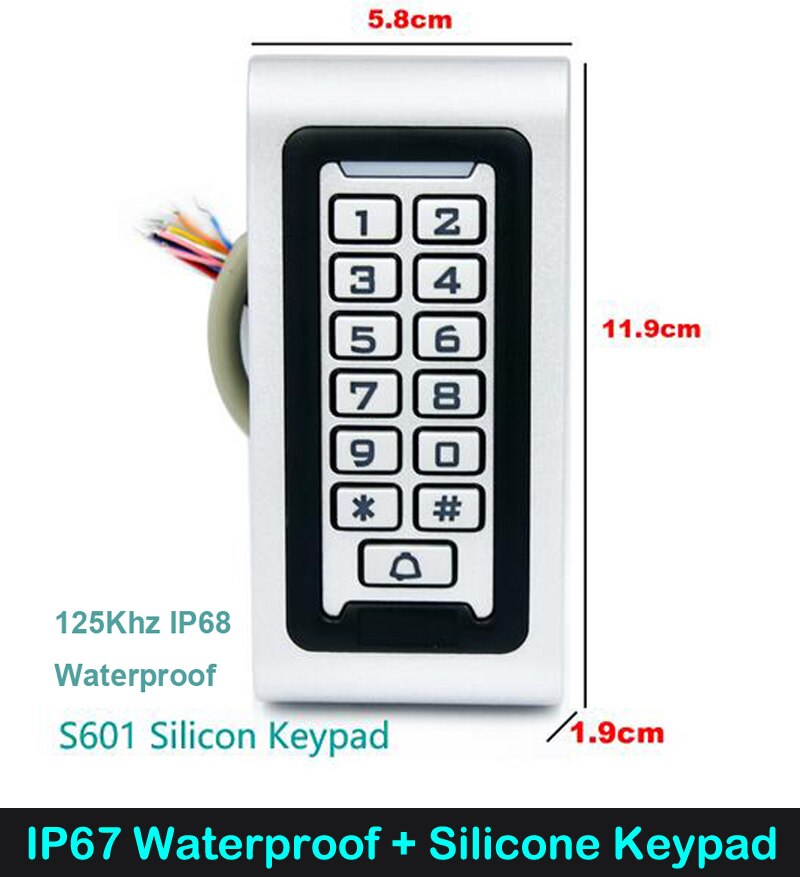 Ip68 vandtæt baggrundsbelysning rfid-kort standalone adgangskontrolelæser tastatur 2000 brugere 125 khz em kort døråbner system