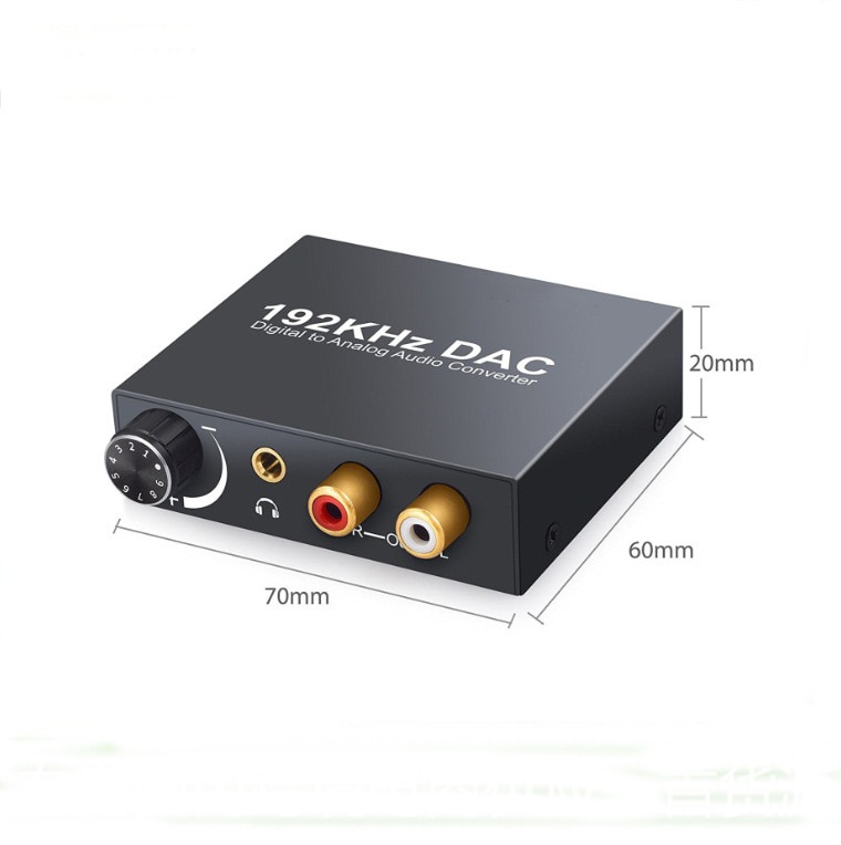 192Khz Digitale Audio Analoog Converter Dac Coaxiale Spdif Toslink Hd Hifi Optische Naar Rca 3.5Mm Jack Adapter met Volumeregeling