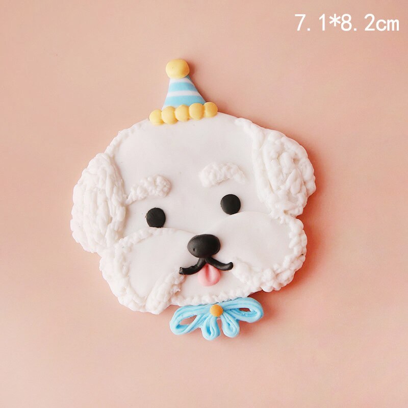 Dyr hund fødselsdagsfest kage topper bageartikler korea ins bichon børn baby favor cupcake bage tilbehør dekorationer: 1