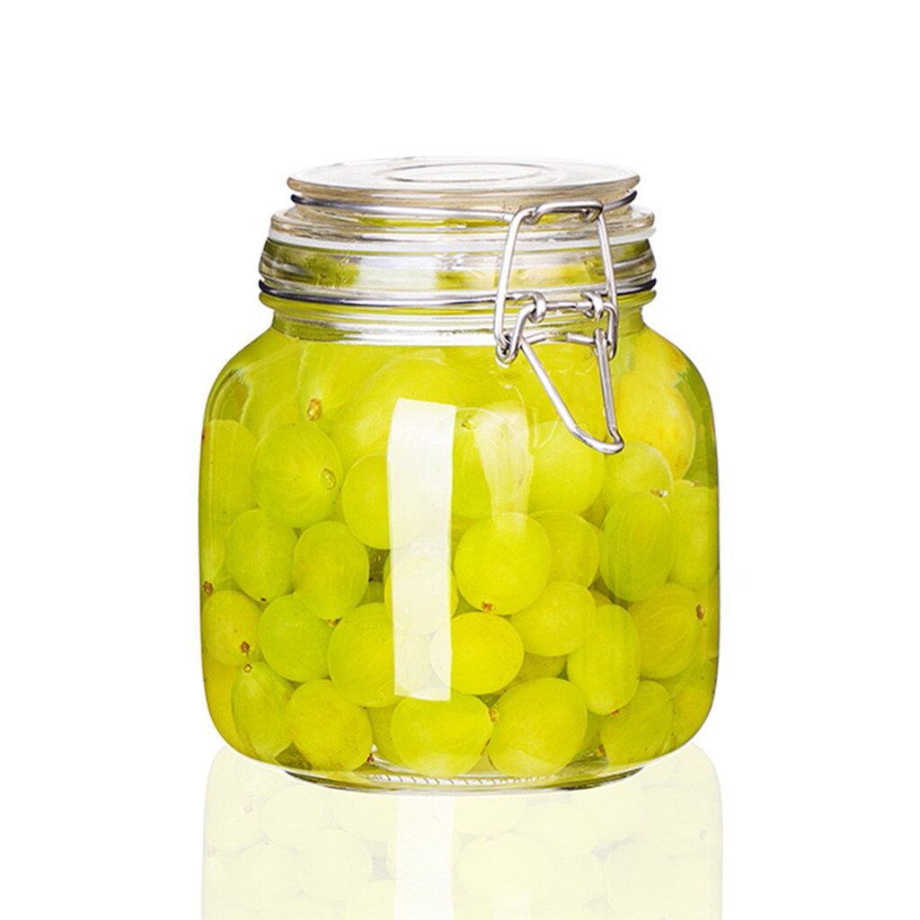 Thick Glass Kitchen Storage Jars Canister Jars with Clear Lid Container: Square 1000ML