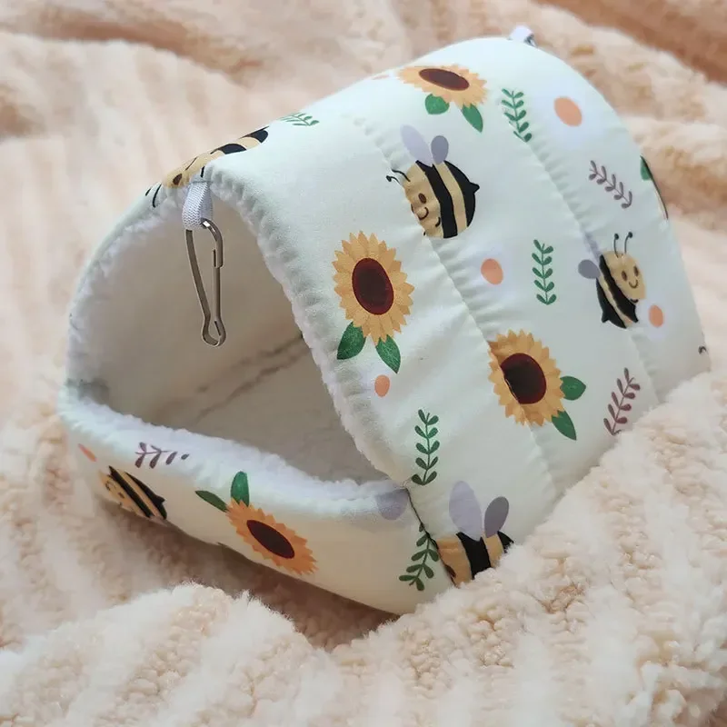Cómoda casa para hámster, estera cálida, cama para dormir de animales pequeños, nido de conejillo de indias suave, Mini jaula para conejo, estera de ardilla: XL / Caqui oscuro