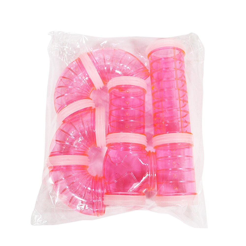 Túnel de plástico para hámster, tubería de entrenamiento para mascotas, herramientas de juego, juguetes externos, jaula multifuncional, accesorios para hámster: Pink
