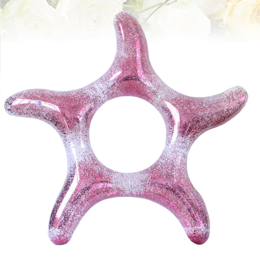 Sea Star Shape Floating Beach Swimming Ring Sequin Floating Inflatable Swimming Ring Mounts Inflatable Ring (Rosy)
