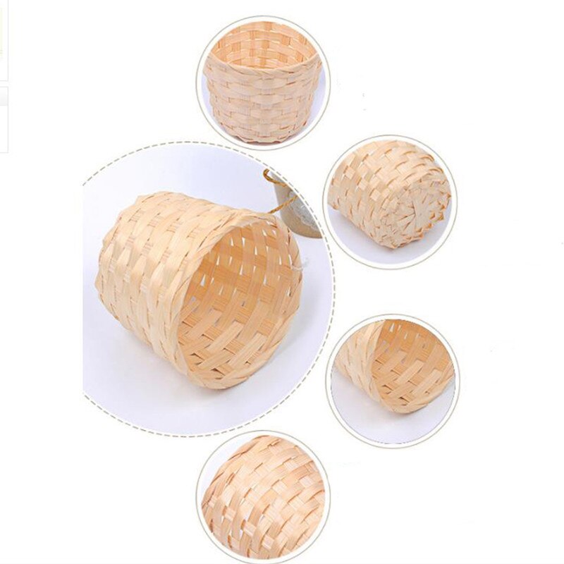 Bamboo Basket Desktop Debris Storage Toy Storage Woven Flower Basket Bamboo Wood Woven Basket Two Sizes Optional