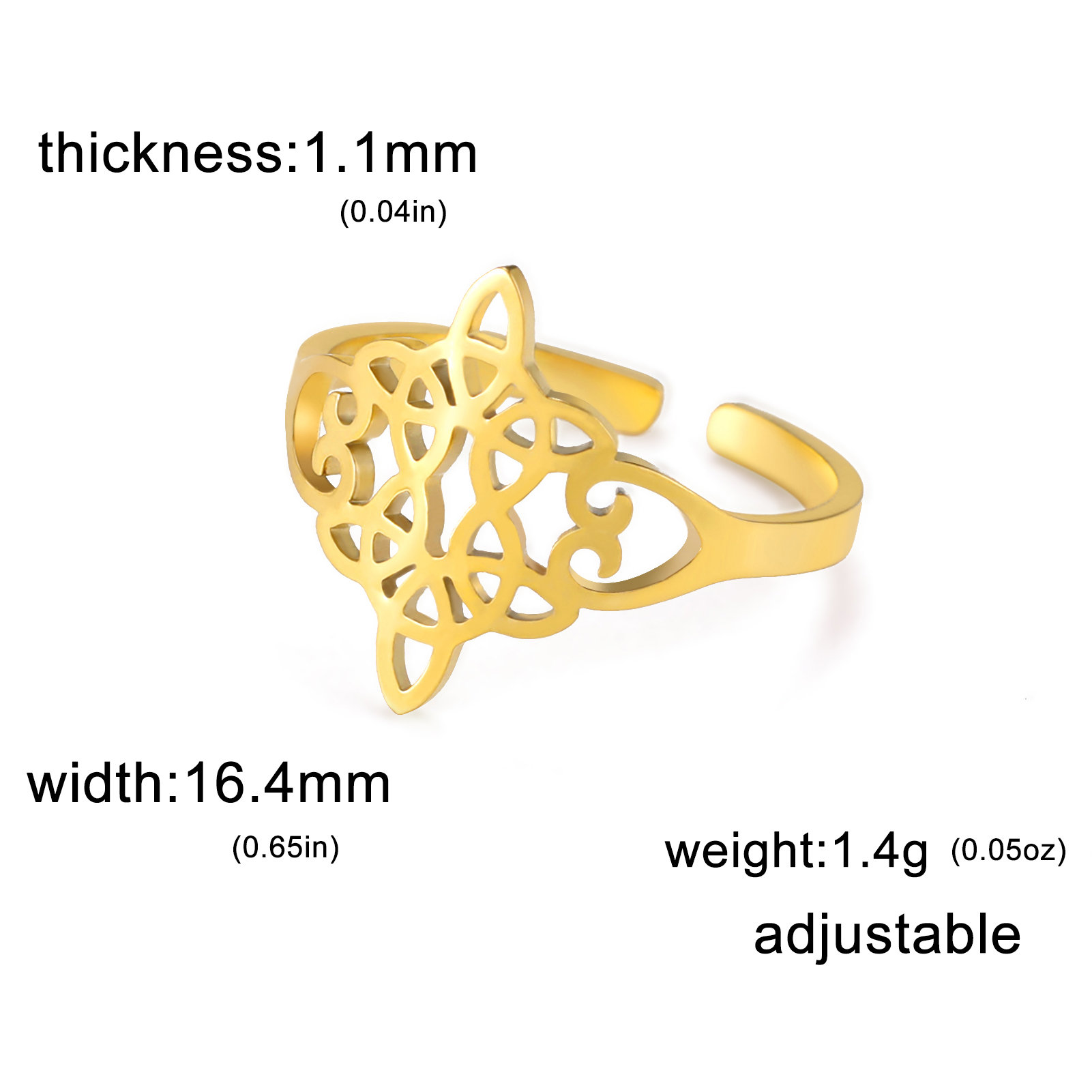 Skyrim-Anillo de nudo de bruja de acero inoxidable para mujer, anillos abiertos ajustables para dedo, amuleto de brujería, joyería de protección, al por mayor: Transparente