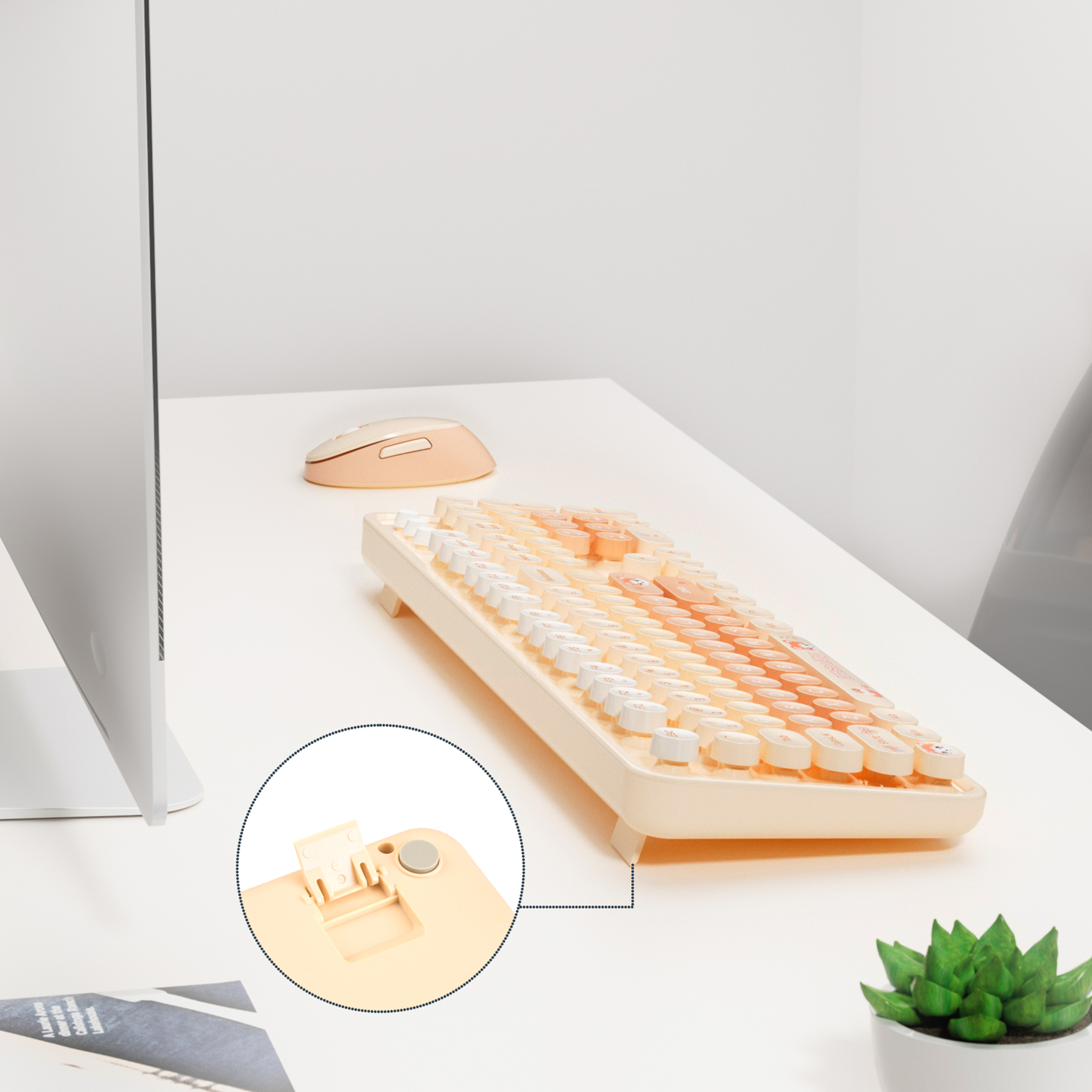 Kolorowy zestaw słodkiej bezprzewodowej klawiatury i myszy — pakiet Combo do dekoracji domu i użytku osobistego