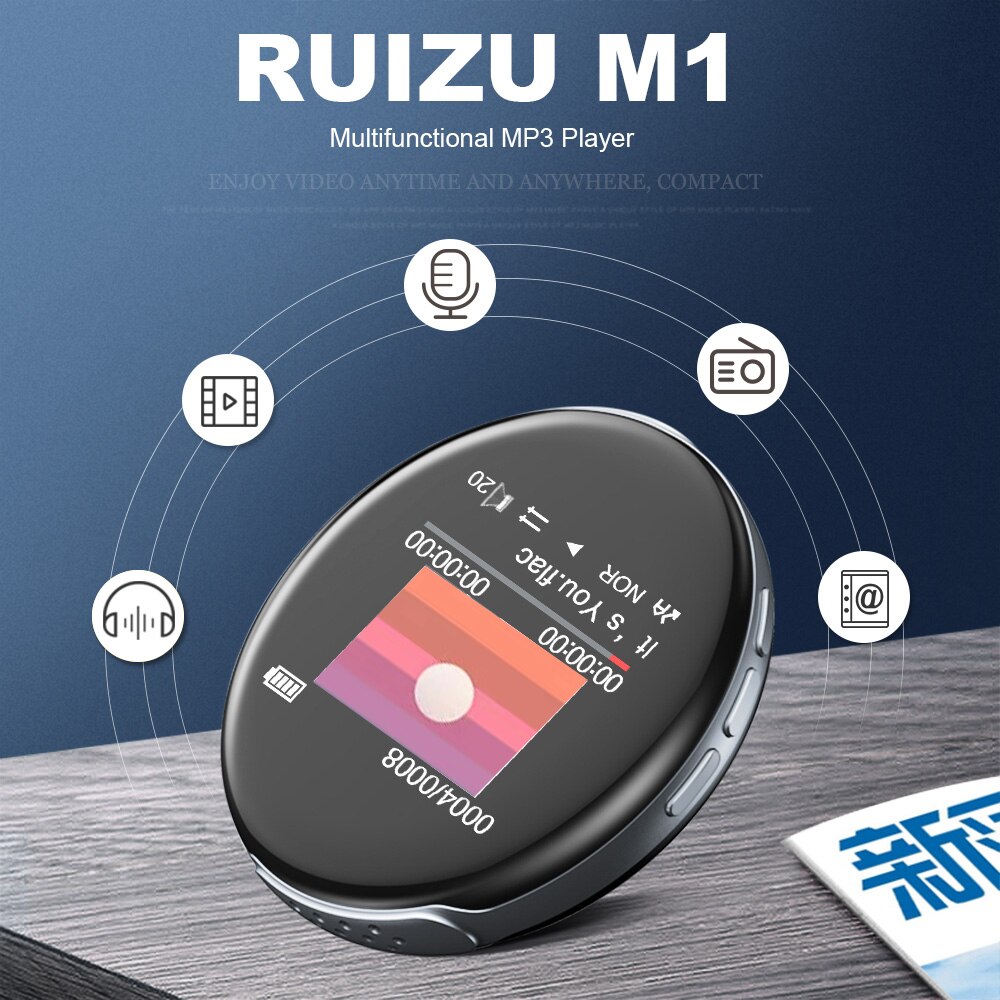 Original ruizu  m1 sport bluetooth 4.0 mp3- player, 8gb multifunktionsplayer mit bildschirm, unterstützt fm-radio, aufnahme, e-book-reader und uhr.