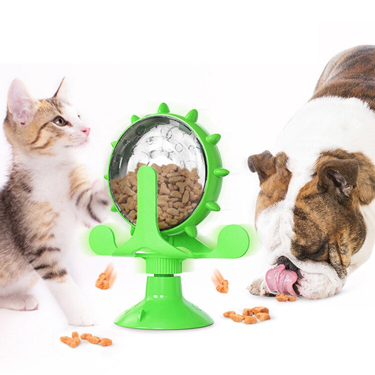 Cat Toys Dog Cat Feeding Interactive Wheel Toys Pet Leaking Food Training Ball Exercise IQ Toys for cats Cat Supplies: Green / Without Box