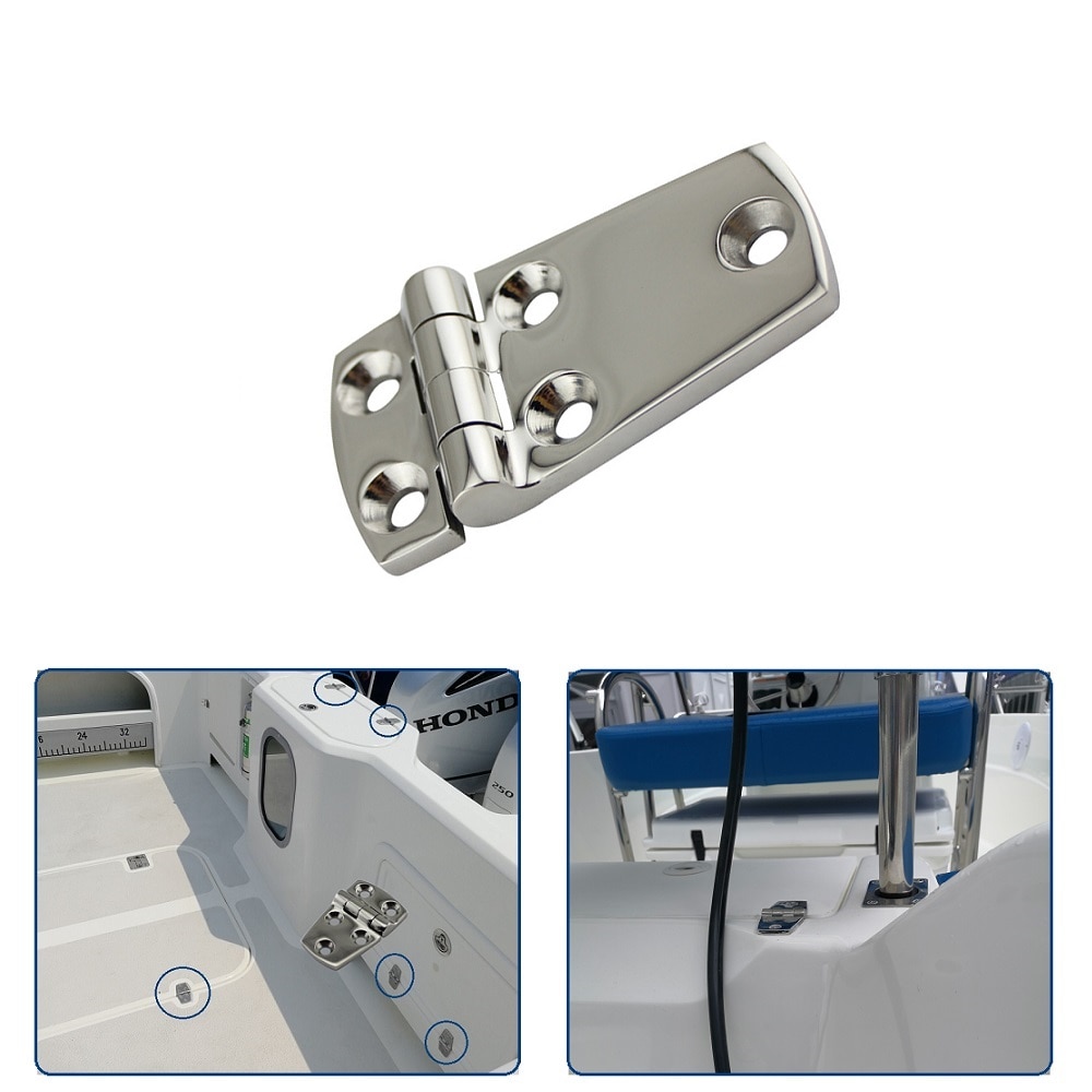 2PCS 316 Stainless Steel Boat Short Side Hinge With 5 Holes 57mm 70mm Heavy Duty Marine Short Side Hinges