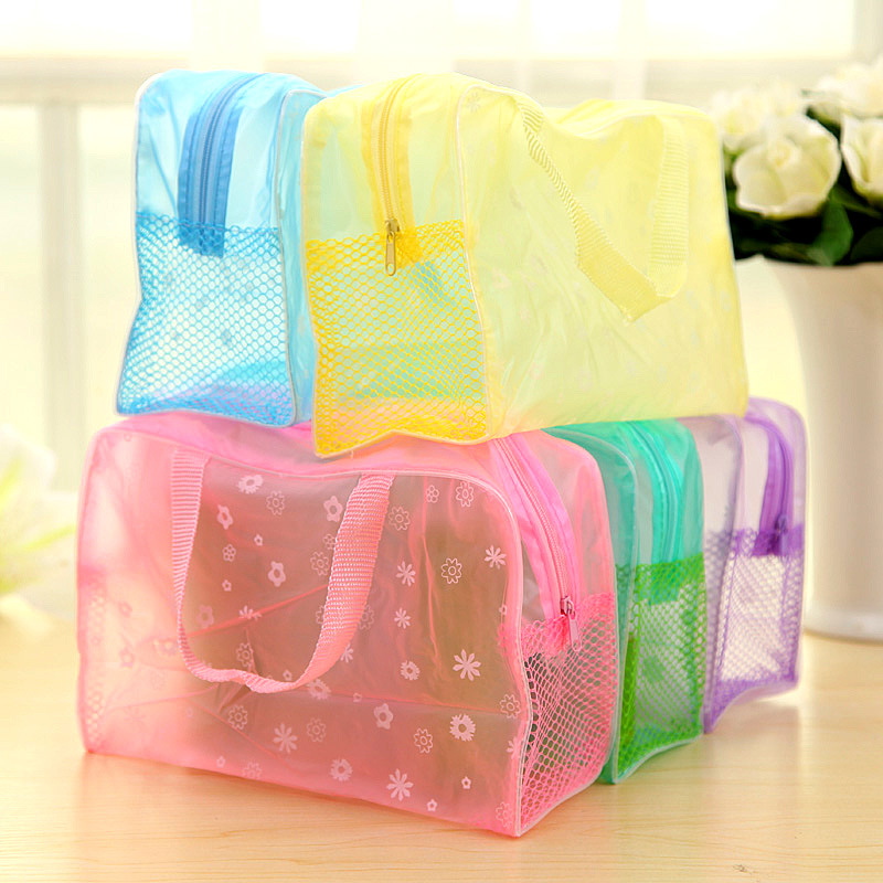 ETya 5 Farben machen-hoch Veranstalter Tasche Toilettenartikel bat Lagerung Tasche frauen wasserdicht transparent Blumen- PVC Reise kosmetik tasche