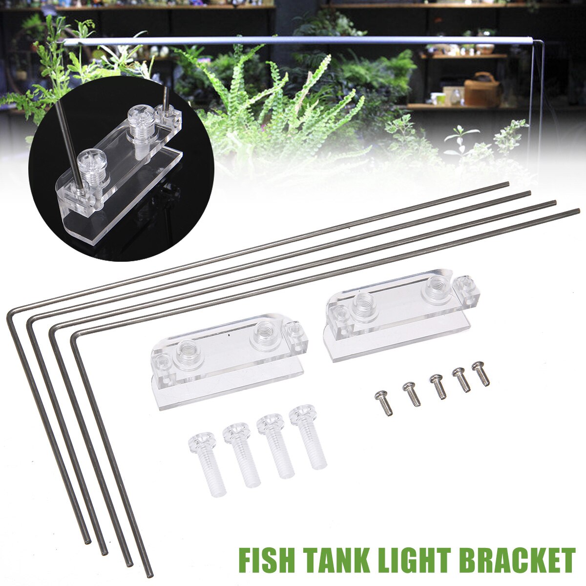 Fish Tank Light Bracket Stainless Steel Tank Water Lamp Bracket Retractable Height controllable Fits for Aquarium