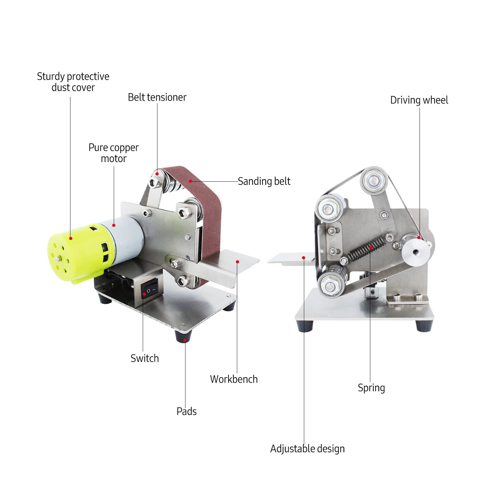 Mini Electric Belt Sander DIY Polishing Grinding Machine Fixed Angle Sharpening Machine Blade Desktop Cutter Edges Power Tool