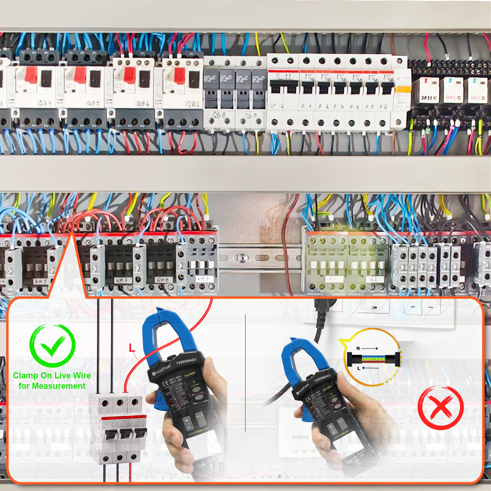 Digital Clamp Multimeter HP-7200Smart,TRMS 6000 Counts Clamp-on Avometer AC&amp;DC Voltage Current DMM Test Meter,Auto Range meter