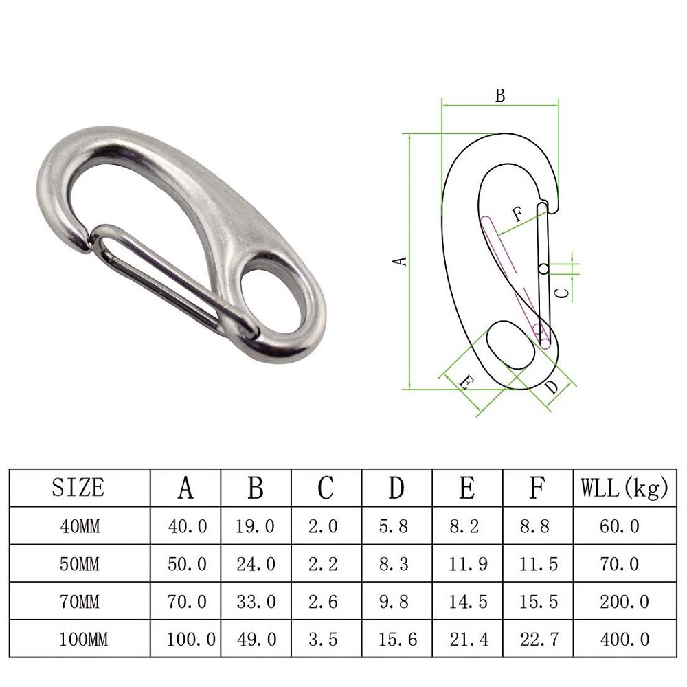 5PCS Egg Shape Snap Hooks 304 Stainless Steel 40mm 50mm 70mm 100mm Length Safety Metal SS Quick Release Spring Snap Hook Link