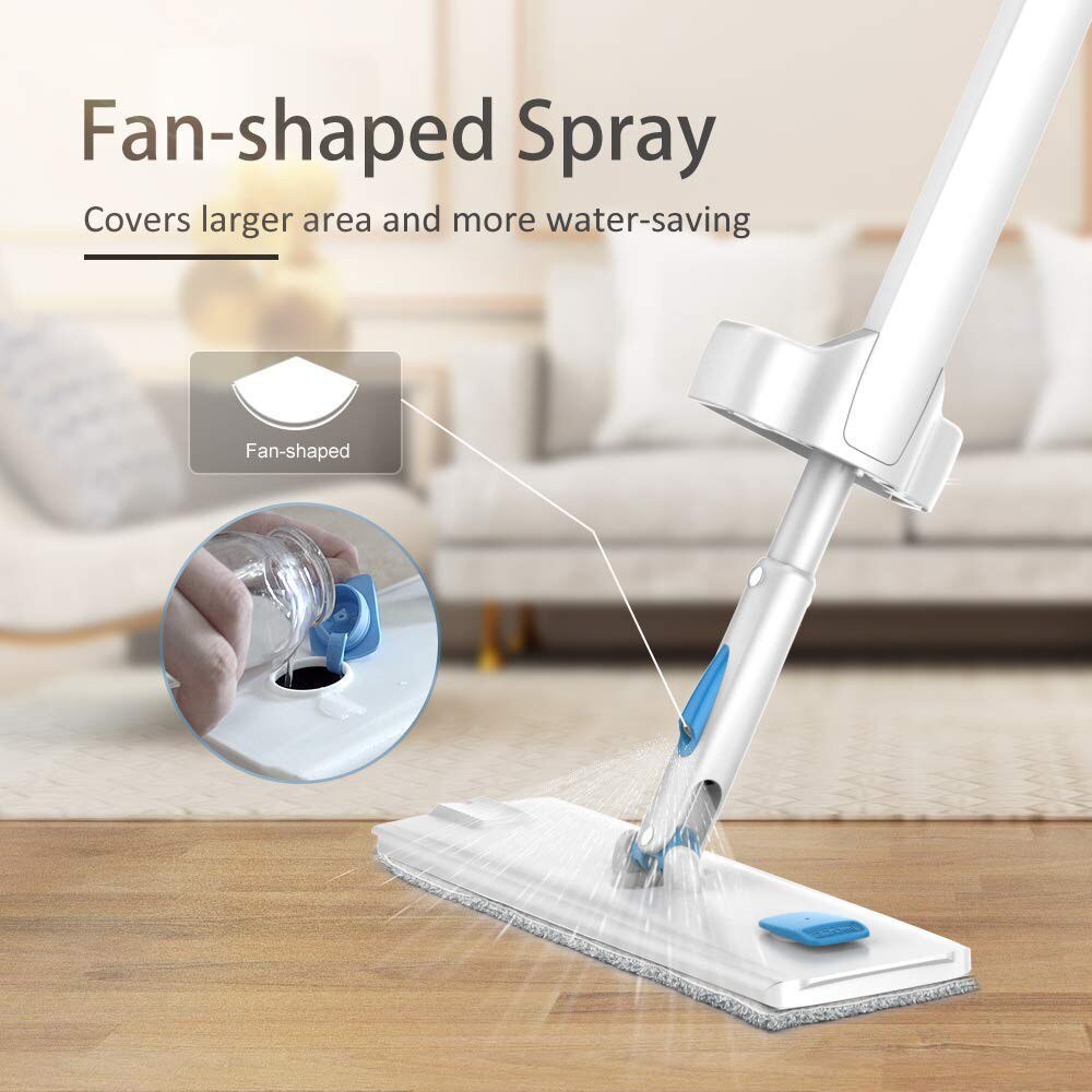 BOOMJOY Spray Mop with 2PCS Reusable Microfiber Mop Pads 360 Degree Handle Mop for Home Laminate Wood Tiles Floor Cleaning