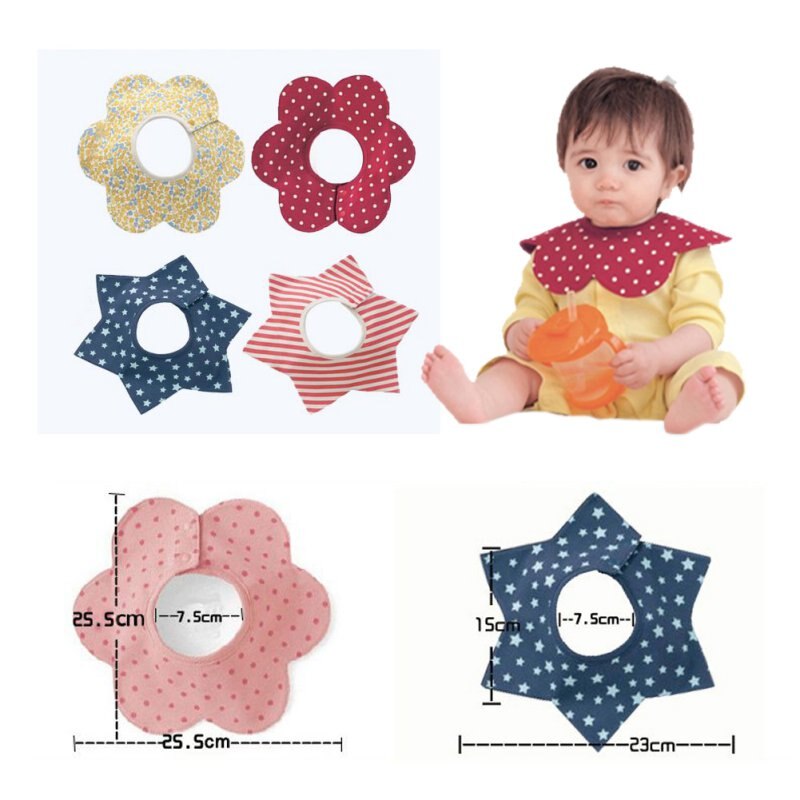 Slabbers Katoen Bloem Ster Babador Vier Layer Waterdichte Kwijl Handdoek Bib Swivel Snap Achthoekige Circulaire Rijst Zak