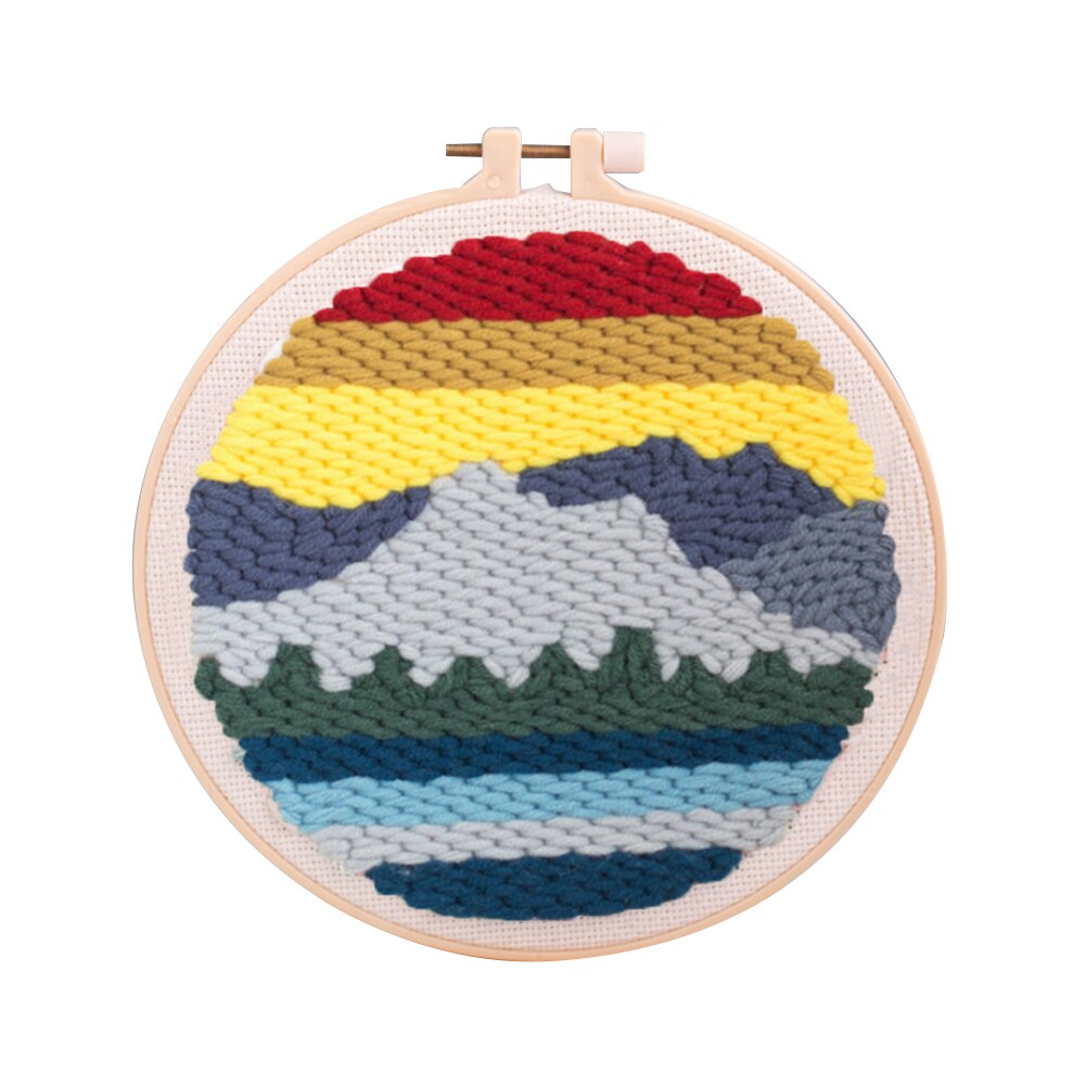 Children Adults Punch Needle Embroidery Kit Beginner Knitting Home Decor Scenery Pattern Woolen Yarn DIY Handmade: 4