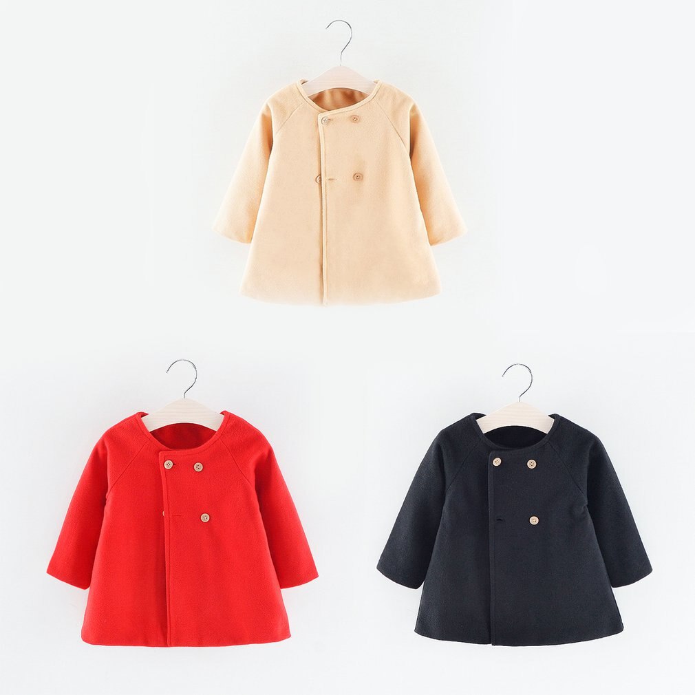 Europa en amerika herfst en winter ronde hals lange mouwen mantel type wollen warme kinderjas
