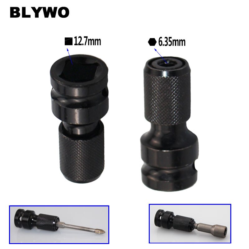 Quick Release 1/2 Inch Square Drive to 1/4 Inch Hex Female Socket Adaptor Conversion for Impact and Ratchet Wrench