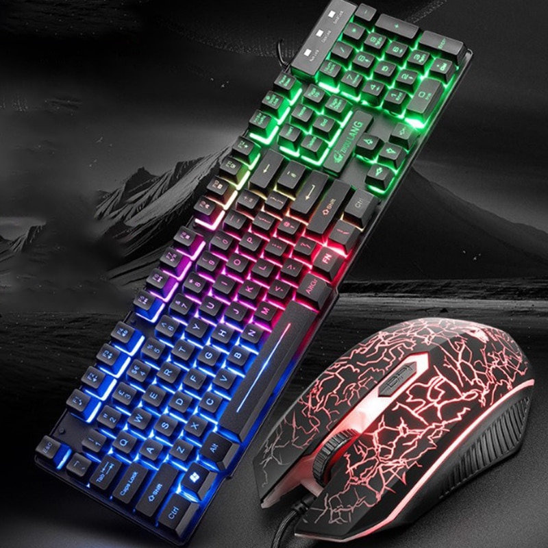 ZIYOU LANG USB Keyboard Mouse Set Mechanical Feeling Rainbow Backlight for PC Laptop Durable Desktop Gaming Keyboard