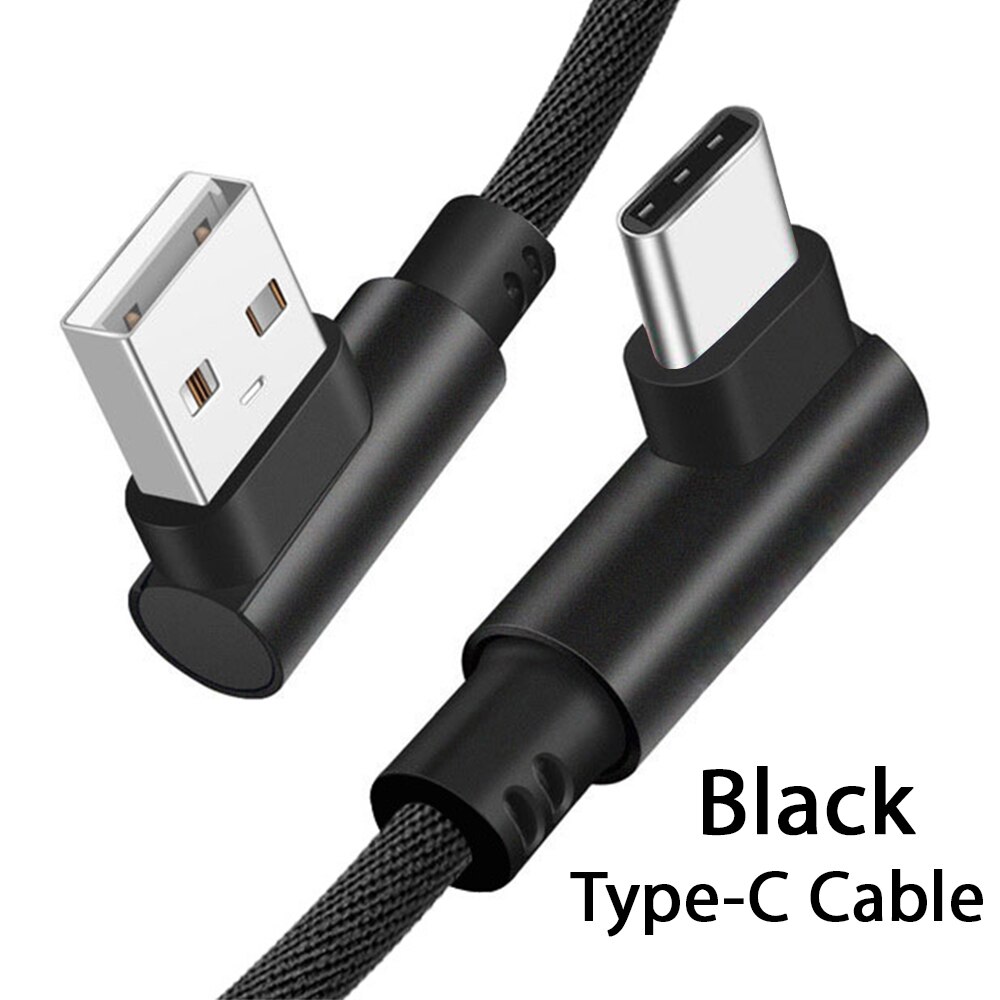 Cavo di nylon Tessuto di 90 Gradi Tipo di Dati C USB Del Telefono mobile con per Huawei Xiaomi Samsung Cavo di Ricarica Veloce 1M 2M: nero genere C / 2m