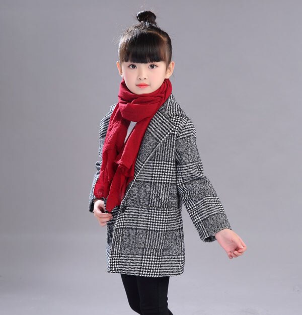 Meisje wollen jas en kinderen lange windjack: 10T