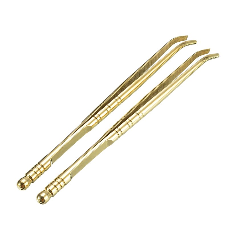 Handgemaakte 17.5cm gouden gelegeerde stalen theeklemmen multifunctionele gebogen pincet tang met geschikte geribbelde handgreep accessoires keuken