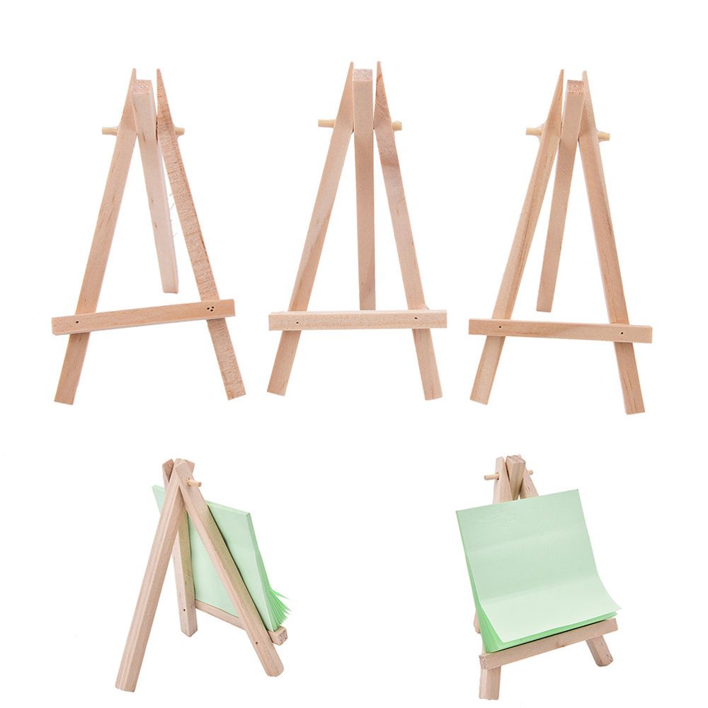 2 stuks kleine houten ezel klein, opvouwbare driehoekige schildersezels, desktopschilderijen, kunstwerken, tentoonstellen voor foto's, bruiloft (houtkleur, 20 x 15