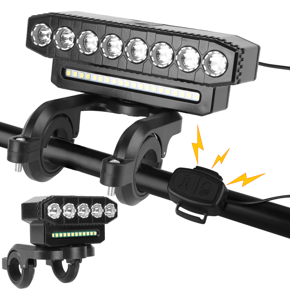 Fahrradbeleuchtung, 8/5 LEDs, 20/12 SMD, wiederaufladbar, wasserdicht, 6 Modi, Beleuchtung, LED-Scheinwerfer, tragbar, universelle Motorradscheinwerfer