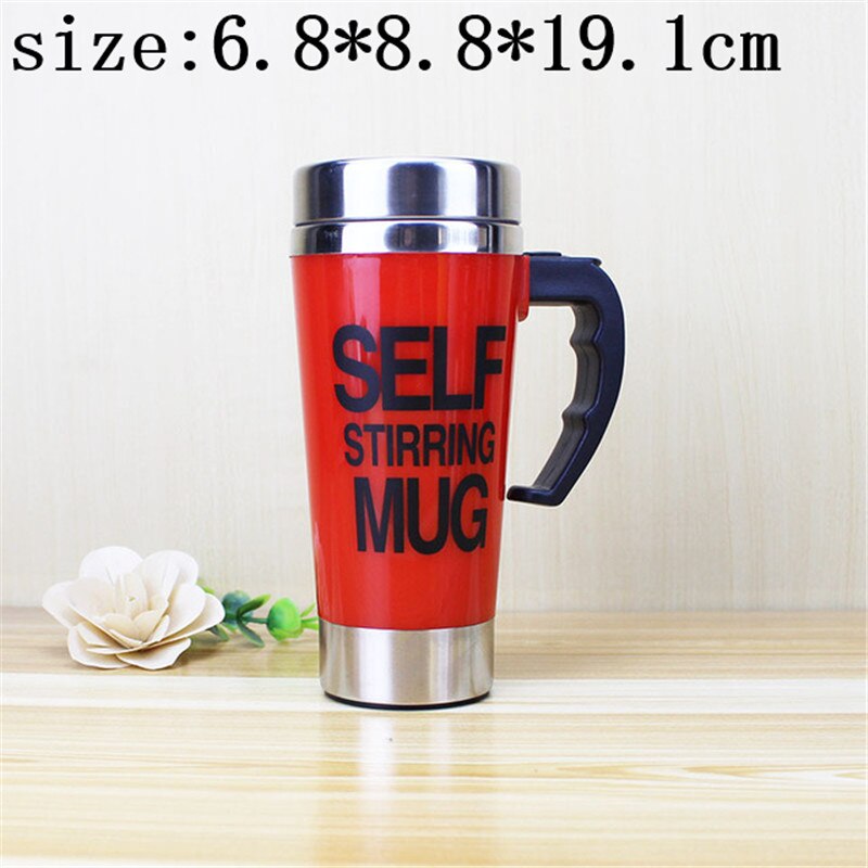 Self Stirrer Mug Automatic Double Coffee Milk Mixing Mugs Stainless Steel Thermal Insulated Cup Smart Electric Shaker Juice Cup: Red