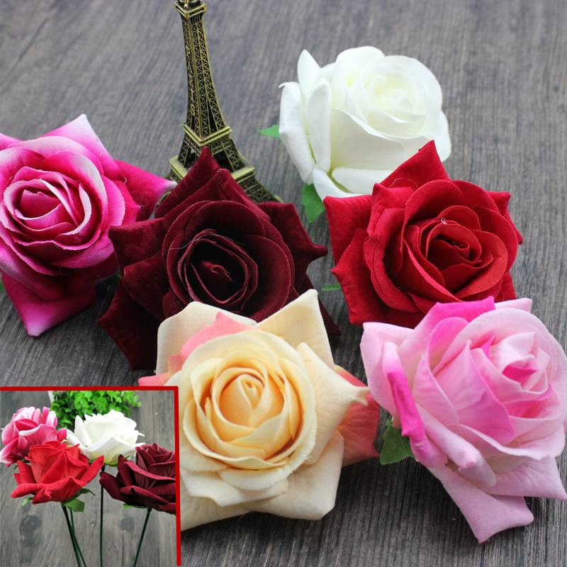 1 ST Romantische Kunstmatige Rose Bloem DIY Fluwelen Zijde Bloem voor Party Thuis Wedding Valentijnsdag Decoratie