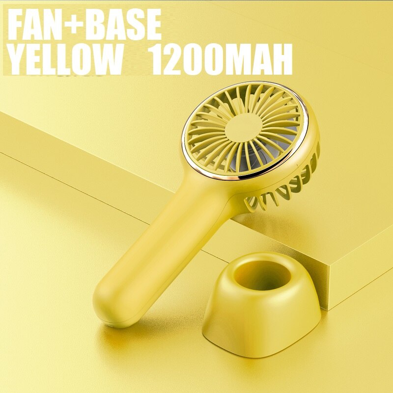 Mini Fan Battery Portable Electric USB Rechargeable Handheld Cooling Air Conditioner for Outdoor Home Office: 1200mah Yellow