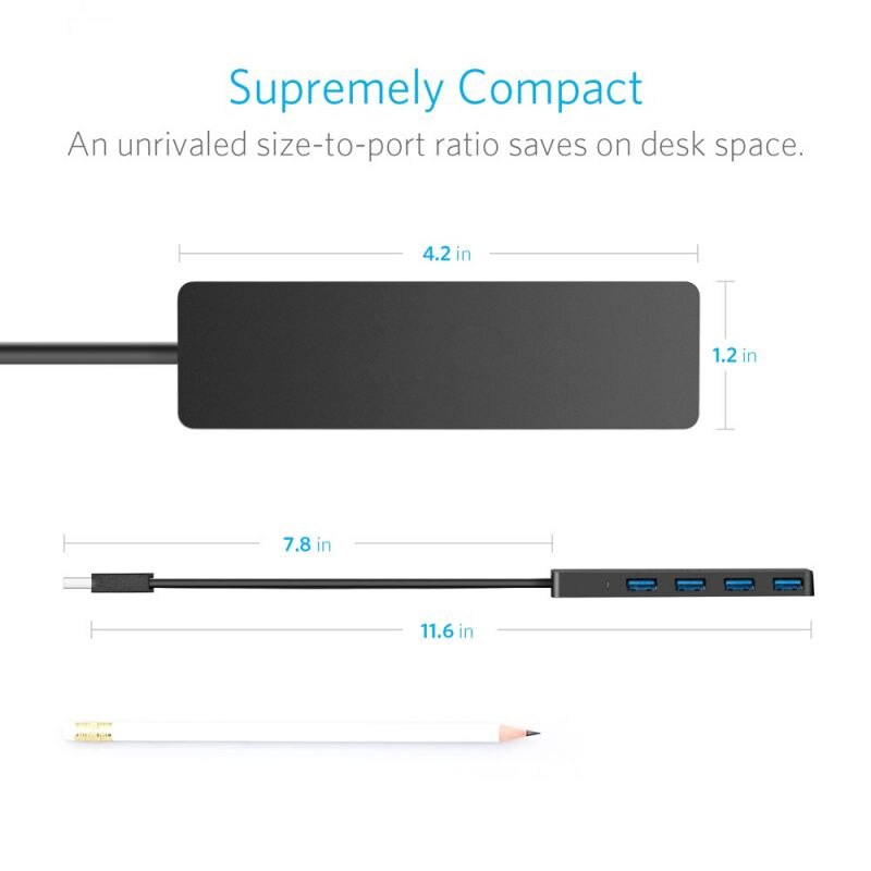 4- p usb hubs usb 3.0 ultra slim data hub til macbook/mac pro/mini imac surface pro xps notebook pc usb anker mærke