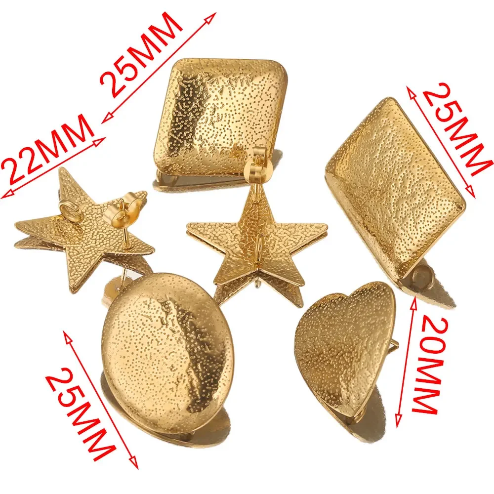 10 stks Rvs Ster Ovaal Hart Oorbel Basis Connector voor Oorbellen Post Terug voor DIY Sieraden Maken Benodigdheden