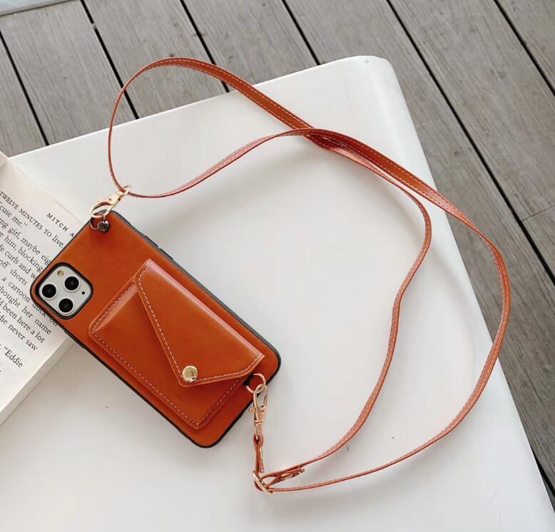 Portefeuille-style étui de téléphone portable sac IPhone11pro carte cuir messager corde adapté pour IPhone X XR XS Max coque de téléphone sac à main: Orange