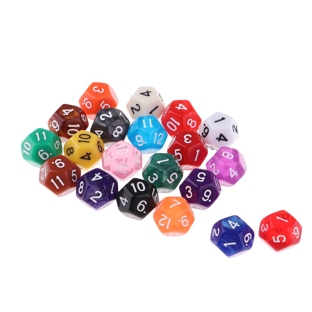 Dés polyédriques colorés pour enfants, ensemble de 20 pièces pour jeu de Table, entraînement aux maths, fête de , 8/10/12/20 côtés