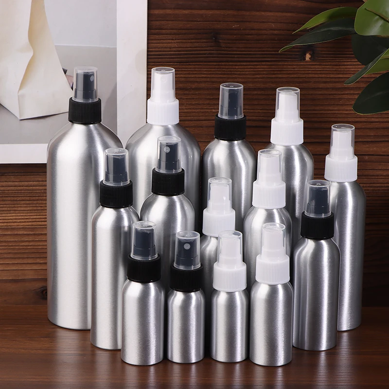 30/50/100/120/150/250/500ml flaconi spray vuoti in alluminio, flaconi cosmetici, mini flaconi atomizzatori in metallo, formato da viaggio per cosmetici