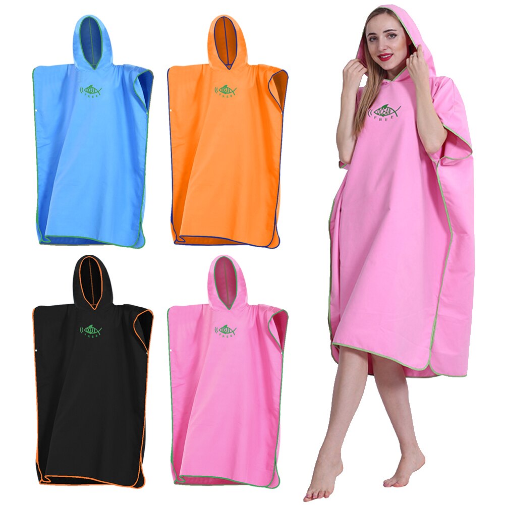 Men Women Diving Suit Change Robes Poncho Quick-dry Hooded Towel Sweat-absorbent Swim Robe Summer Beach Pool Swimming