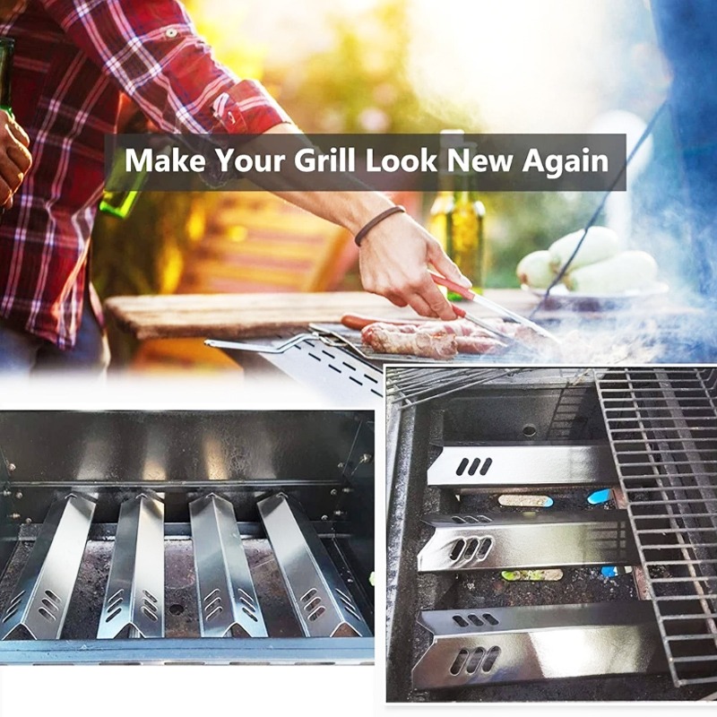 Universal 15 Inch Grill Heat Tents Shields Stainless Steel for Gas Grill Burners Cover Flame Tamers Grill Replacement Parts
