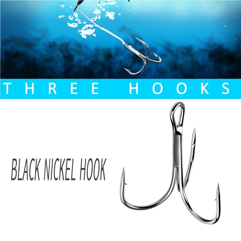 50Pcs Treble Fishing Hooks Black Nicle Barbed Fishhooks Efficiency Super Sharp Carp Triple Hooks Sea Tackle Accessories