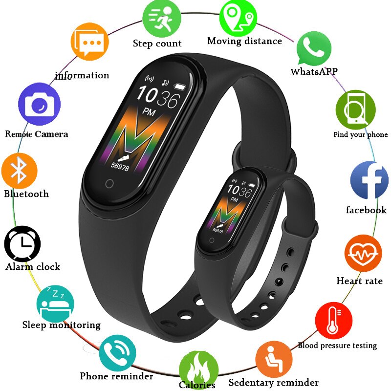 M5 Smart Bracelet Fitness Traker Heart Rate IP67 Waterproof Smart Watch Health Sport Smart Wristband Woman Wearable Devices