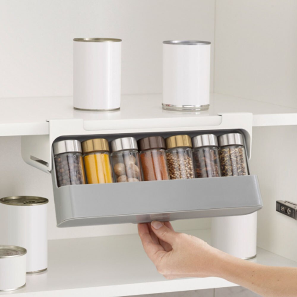 Kruidenrek Lade Insert Keuken Kruiden Fles Trek Lade Opknoping Onder Bureau Kruiderij Jar Opslag Bespaar Ruimte Organizer