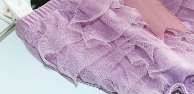 Bombachos para bebés, pantalones cortos de princesa para niñas, con lazo de malla con volantes, bragas y pañal de algodón para niños pequeños