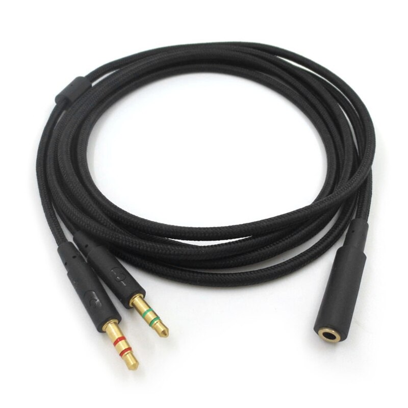 3.5mm uniwersalny 2 w 1 gamingowy zestaw słuchawkowy Audio-przedłużacz kabla do HyperX Cloud II/Alpha-/Cloud Flight/Core Headphone