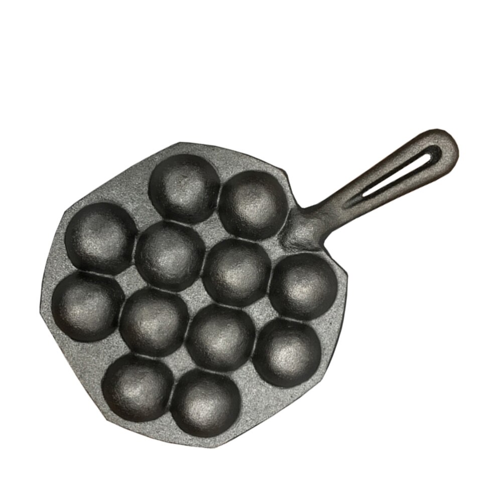 Takoyaki Pan 12 Molds Cast Iron Takoyaki Maker Skillet Japanese Octopus Meat Mold No-stick Baking Tray for Octopus Balls
