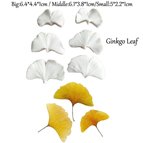 Ginkgo Leaves Veiners Silicone Molds Fondant Gumpaste Clay Water Paper Cake Decorating Tools ,Sugarcraft Cutters CS266: Mold 6pcs