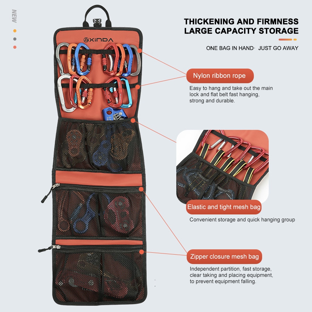 Rock Climbing Storage Bags Waterproof Carabiner Gear Toolkit Organizer Carrying Organizer Outdoor Equipments