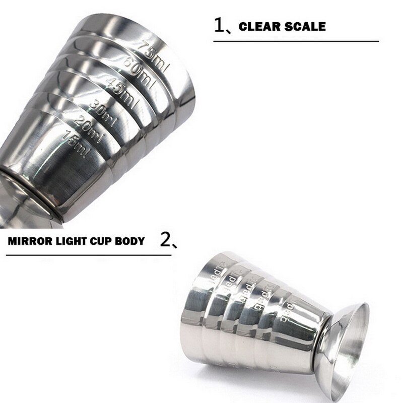 Ounce Jigger Bar Cocktail Drink Mixer Liquor Measuring Cup 75ml Measuring Shot Cup Stainless Steel Mojito Measurer Coffee Mug