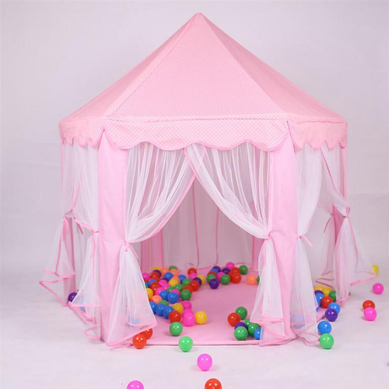 Cute Hexagon Playhouse Girls Princess Castle Children Kids Large Indoor Play Tent (Pink)