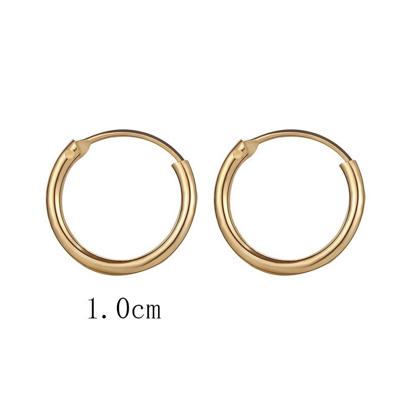 1 Paar Chirurgisch Staal Oorbellen Vrouwen Meisjes Eenvoudige Ronde Oorringen Punk Helix Dangle Earring Серьги Sieraden: 1.0mm-Gold